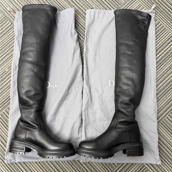 Dior Shoes - Authentic Dior Black Leather Knee-High Boots